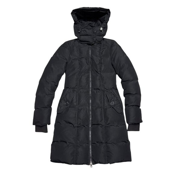 MACKAGE Luxury DOWN FILL Black Winter Puffer Parka Long Coat Jacket Womens XS - Picture 1 of 11